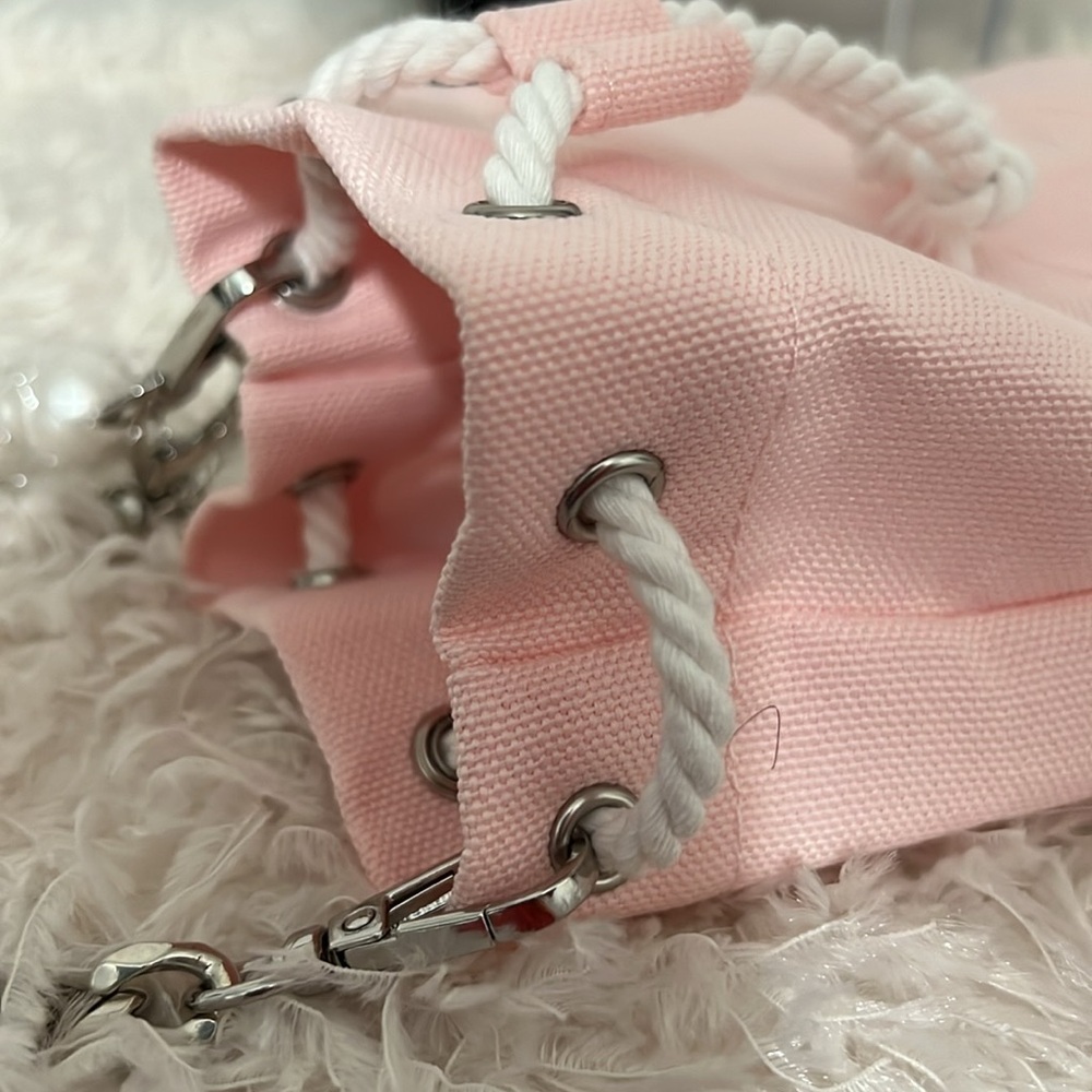 New! Dior Beauty Drawstring Pink Pouch with Crossbody Strap and Charm - Picture 12 of 15